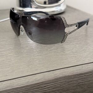 Bvlgari Dark Gray Sunglasses with Silver Crystal Detail
